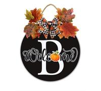 Panneau de bienvenue d'automne, panneau de nom de famille de ferme avec lettre initiale B, décoration de porte d'entrée d'automne, plaque en bois de 30 cm, décoration d'intérieur, cadeau de mariage