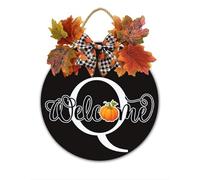 Panneau de bienvenue d'automne, panneau de nom de famille de ferme avec lettre initiale Q, décoration de porte d'entrée d'automne, plaque en bois de 28 cm, décoration d'intérieur, cadeau de mariage