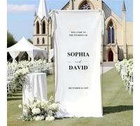 Panneau de bienvenue de mariage personnalisé, bannière de mariage moderne en plein air, panneau de fiançailles, décoration d'événement personnalisé (50 x 150 cm)