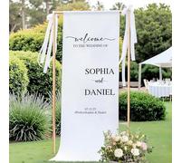 Panneau de Bienvenue de Mariage Personnalisé, Tapisserie personnalisée avec Nom&Date, Décoration de mariage pour l'extérieur, Bannière de mariage personnalisée pour Cérémonie Fête