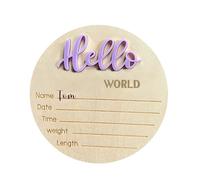 Panneau de bienvenue - Décoration d'annonce de naissance | Planche en bois de 30 x 25 cm avec lettrage, panneau léger à suspendre au mur ou à la porte, décoration pour célébration