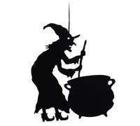 Panneau de bienvenue d'Halloween à suspendre - The Witch Is In - Panneau noir à suspendre, décoration de porte d'Halloween pour maison, fête, porte, porche, décoration extérieure