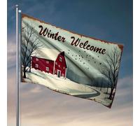 Panneau de bienvenue d'hiver pour bar de sport avec drapeau de scène de grange, accessoires de bateau de pêche, décoration de chambre pour homme (30 x 45 cm)