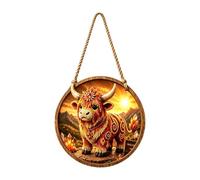Panneau de bienvenue en bois - 11,81 pouces Suspension de porte Boho Yak | Plaque suspendue rustique en bois rural | Décoration d'art mural de ferme. 150 g, 30 cm, rétro, bois naturel, bohème.