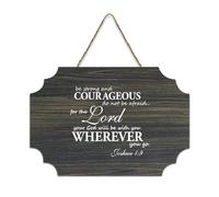 Panneau de bienvenue en bois rustique avec inscription « Be Strong And Courageous Do Not Be Afraid for The Lord Your God Will Be with You Wherever You Go » - Panneau de bienvenue en bois rustique pour