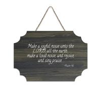 Panneau de bienvenue en bois rustique avec inscription « Make A Joyful Noise Unto The LORD All The Earth Make A Loud Noise And Rejoice And Sing Praise » - Décoration murale pour porte d'entrée - 15,2