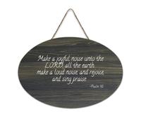 Panneau de bienvenue en bois rustique avec inscription « Make A Joyful Noise Unto The LORD All The Earth Make A Loud Noise And Rejoice And Sing Praise » - Décoration murale pour porte d'entrée - 15,2
