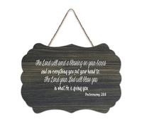Panneau de bienvenue en bois rustique avec inscription « The Lord Will Send A Blessing on Your Barns And on Everything You Put Your Hand to » pour porte d'entrée, porche, mur, école, salle de classe