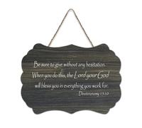 Panneau de bienvenue en bois rustique « Be Sure to Give Without Any Hesitation When You Do This, The Lord Your God » pour porte d'entrée, porche, mur, école, salle de classe, club de café, 15,2 x 25,4