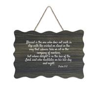 Panneau de bienvenue en bois rustique « Blessed Is The One Who Does Not Walk in Step with The Wicked on Stand in This Way » pour porte d'entrée, porche, mur, école, salle de classe, café, club - 15,2