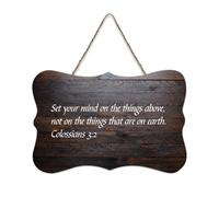 Panneau de bienvenue en bois rustique Colossians 3:2 Set Your Mind on The Things Above, Not on The Things - Panneau de bienvenue en bois rustique pour porte d'entrée, porche, mur, école, salle de