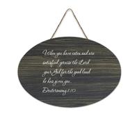 Panneau de bienvenue en bois rustique Deuteronomy 8:10 When You Have Eaten And Are Satisfied, Praise The Lord - Pour porte d'entrée, porche, mur, école, salle de classe, café, club - 15,2 x 25,4 cm
