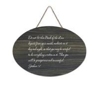 Panneau de bienvenue en bois rustique « Do Not Let This Book of The Law Depart from Your Mouth Joshua » 1:8 pour porte d'entrée, porche, décoration murale, panneau en bois pour école, salle de classe
