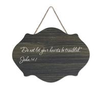 Panneau de bienvenue en bois rustique « Do Not Let Your Hearts Be Troubled. John 14:1 » pour porte d'entrée, décoration murale, style shabby chic, panneau en bois pour école, salle de classe, café