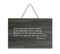 Panneau de bienvenue en bois rustique Ephesians 1:3 Praise Be to The God And Father of Our Lord Jesus Christ Who Has Blessed Us in The He Rustic Wood Welcome Sign for Front Porche Door Wall Decoration