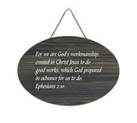 Panneau de bienvenue en bois rustique « Ephesians 2:10 for We Are God's Workmanship, Created in Christ Jesus to Do » pour porte d'entrée, porche, mur, école, salle de classe, club de café, 15,2 x 25,4