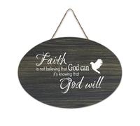 Panneau de bienvenue en bois rustique « Faith Is Not Believing That God Can It's Knowing That God Will » pour porte d'entrée, porche, décoration murale, panneau en bois pour école, salle de classe