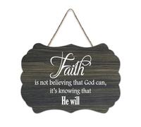Panneau de bienvenue en bois rustique « Faith Is Not Believing That God Can, It's Knowing That He Will » pour porte d'entrée, porche, décoration murale, panneau en bois pour école, salle de classe