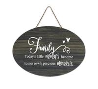 Panneau de bienvenue en bois rustique « Family Today's Little Moments Become Tomorrow's Precious Memories » pour porte d'entrée, porche, décoration murale, panneau en bois pour école, salle de classe