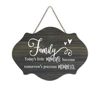 Panneau de bienvenue en bois rustique « Family Today's Little Moments Become Tomorrow's Precious Memories » pour porte d'entrée, porche, décoration murale, panneau en bois pour école, salle de classe