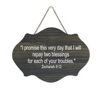 Panneau de bienvenue en bois rustique « I Promise This Very Day That I Will Repay Two Blessings for Each of Your Troubles » pour porte d'entrée, porche, mur, école, salle de classe, café, club de café
