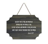 Panneau de bienvenue en bois rustique James 1:27 Religion That Is Pure And Undefiled before God The Father Is This Rustic Wood Welcome Sign for Front Porche Door Wall Sign for Coffee Club Home 15,2 x