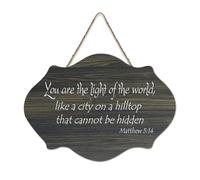 Panneau de bienvenue en bois rustique Matthew 5:14 « You Are The Light of The World Like A City on A Hilltop That Cannot Be Hidden » pour porte de porche, décoration murale, panneau en bois de ferme