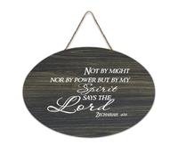 Panneau de bienvenue en bois rustique « Not By Might, Nor By Power, But By My Spirit Says The Lord » pour porte d'entrée, porche, décoration murale, panneau en bois pour école, salle de classe, café