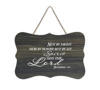 Panneau de bienvenue en bois rustique « Not By Might, Nor By Power, But By My Spirit Says The Lord » pour porte d'entrée, porche, décoration murale, panneau en bois pour école, salle de classe, café