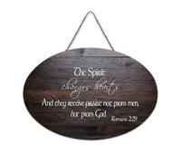 Panneau de bienvenue en bois rustique Romans 2:29 The Spirit Changes Hearts And They Receive Praise Not from Men But from God pour porte d'entrée, porche, mur, école, salle de classe, club de café