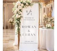 Panneau De Bienvenue En Lin Sur Mesure Pour La Réception De Mariage, Bannière De Cérémonie En Tissu Personnalisée, Décoration De Mariage Élégante De Style Bohème Rustique, Panneau Suspendu À Fleurs