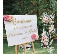 Panneau De Bienvenue Mariage Personnalisé - Autocollant Pour Nom et Date - Conseil De Réception Français Pour Un Mariage Moderne (Colo