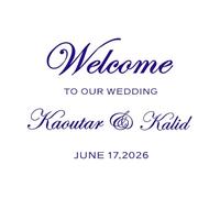 Panneau de bienvenue pour mariage, tout panneau de texte, panneau d'anniversaire, de fiançailles, de fête, miroir Stickers gravés 51x69.2cm Amovible sans laisser de colle Bleu foncé