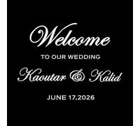 Panneau de bienvenue pour mariage, tout panneau de texte, panneau d'anniversaire, de fiançailles, de fête, miroir Stickers gravés 51x69.2cm Modification et ajout d'informations possibles Blanc