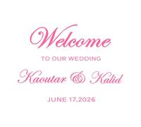 Panneau de bienvenue pour mariage, tout panneau de texte, panneau d'anniversaire, de fiançailles, de fête, miroir Stickers gravés 68x92.3cm Auto-adhésif Rose