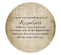 Panneau de bienvenue rond en aluminium avec citations « Carry Out A Random Act of Kindness with No Expectation of Reward » - Décoration murale - 20,3 x 20,3 cm