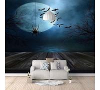 Panneau De Bois Cubic Spider Moon Branches Papier Peint 3D Installation Facile Intissé Tapisserie Bureau Salon Canapé Chambre Décoration Murale-250cm×170cm