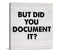 Panneau de boîte en bois pour bureau de campagne - Décoration murale - Panneau « But Did You Document It » - Petite boîte en bois avec dictons - Décoration murale - Cadeau - 12,7 x 12,7 cm