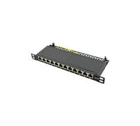 LogiLink Panneau de brassage blindé Cat 6A NP0066 – 12 ports (10") PoE/PoE+ demi‑hauteur noir