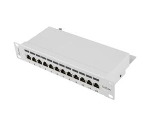 Panneau de brassage 12 ports 1U 10 blindé cat.5e gris PPF5-9012-S