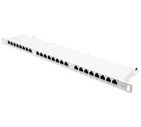 Panneau de Brassage - 19" - Montage en Rack - Cat.6, 250 MHz - Compatible GIGABIT - 24 Ports - 0,5 U - Blindé STP - Ouverture sans Outil - Blanc Pur (RAL9010)