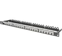 Digitus Panneau de Brassage DN-91422 – 19 pouces 24 ports Keystone – Blindé 0,5U Noir