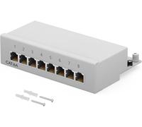 Panneau de brassage 8-port CAT 6a LSA blindé-Panneau de distribution pour bureau et montage mural-8 prises RJ45 pour réseau Ethernet-Câble LAN avec câble de terre-Gris clair