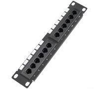 Panneau de brassage à 12 ports pour réseaux Cat5e/Cat6, contacts plaqués or, boîtier en acier robuste, design modulaire pour salle serveur et armoire, gestion des câbles, noir, 25,3 x 4,4 cm