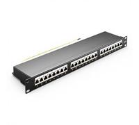 Panneau de brassage CAT 6 - 24 ports - Réseau LAN blindé RJ45 - Avec barre LSA, 10 Gbps - 19" - Pour câbles de pose Cat7/6A/6