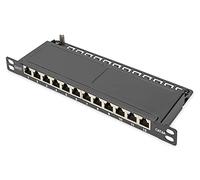 Panneau de Brassage Cat 6A, blindé, 12 Ports 1/2U, 10", Montage en Rack, Noir RAL 9005