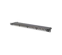Panneau de Brassage Digitus DN-91624S-SL-SH, 24 Ports RJ-45 CAT 6 Blindé, 0.5U, Montage Rack 19", Noir, Conforme EN 50173 / ISO/IEC 11801