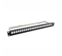 Panneau de brassage réseau FTP 24 ports monté sur rack 48,3 cm vide 1U avec plateau pour prise Keystone Cat 5e Cat 6 modulaire