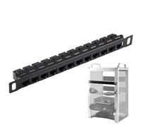 Panneau de brassage réseau - Panneau de brassage 12 ports, panneaux de patchs non blindés de 25,5 cm - Panneau ABS noir à 12 ports pour la transmission de données, améliore les performances du signal