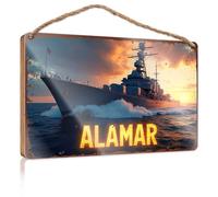 Panneau de bureau amusant Alamar : The Majesty Of Naval Power At Sunset - Décoration de printemps - Décoration d'intérieur funky (20 x 30 cm)